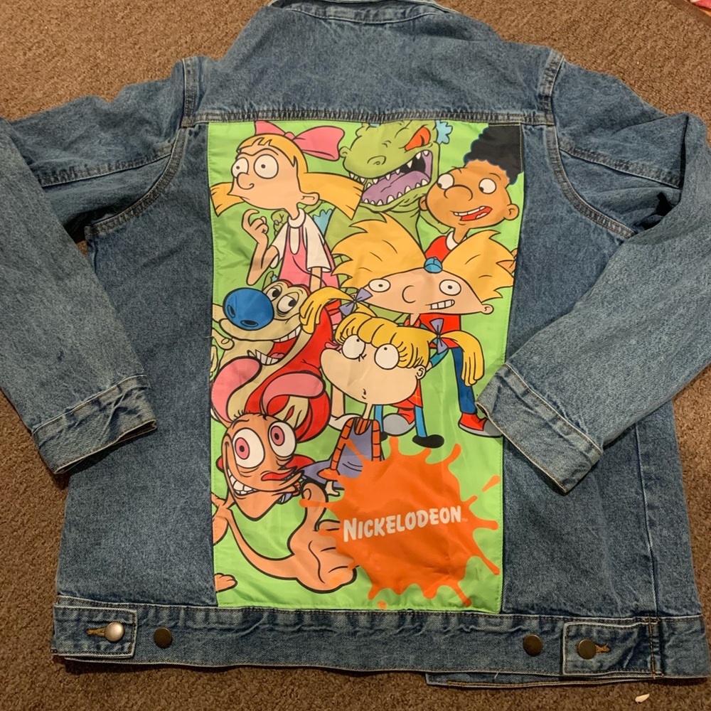 Nickelodeon Jean Jacket Size Large NWT Rugrats Ren And Stimpy Not Members Only